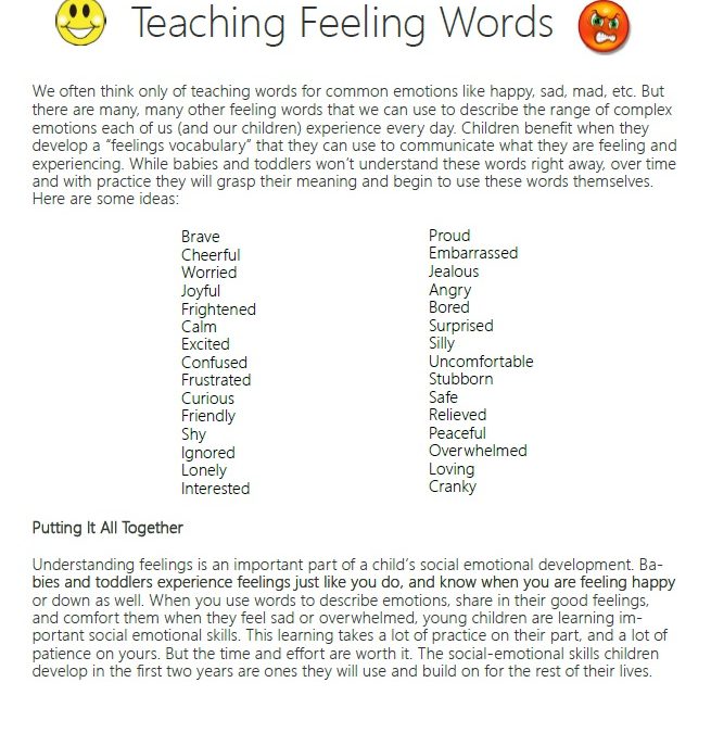 Teaching Feeling Words