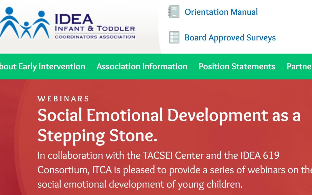 IDEA Infant & Toddler Coordinators Association Social Emotional Development as a Stepping Stone Webinar Series