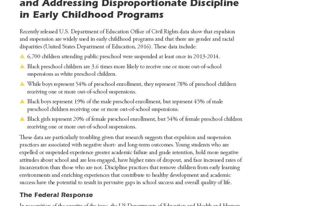 The Pyramid Equity Project: Promoting Social Emotional Competence and Addressing Disproportionate Discipline in Early Childhood Programs