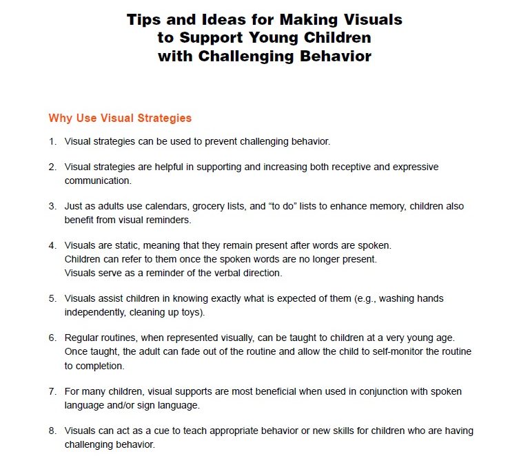 Tips and Ideas for Making Visuals to Support Young Children with Challenging Behavior