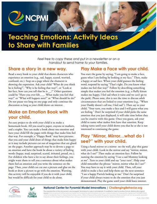 NCPMI Teaching Emotions: Activity Ideas to Share with Families