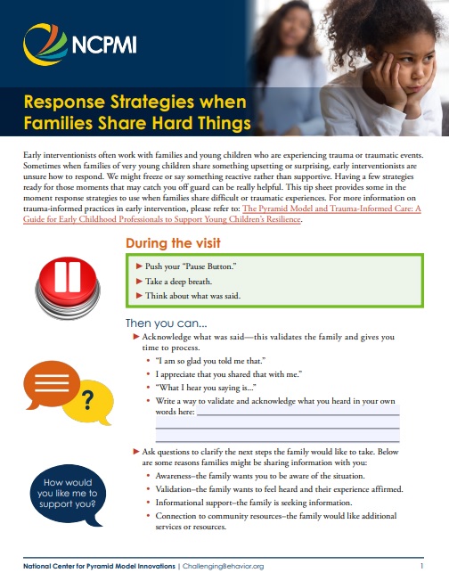 NCPMI Response Strategies when Families Share Hard Things